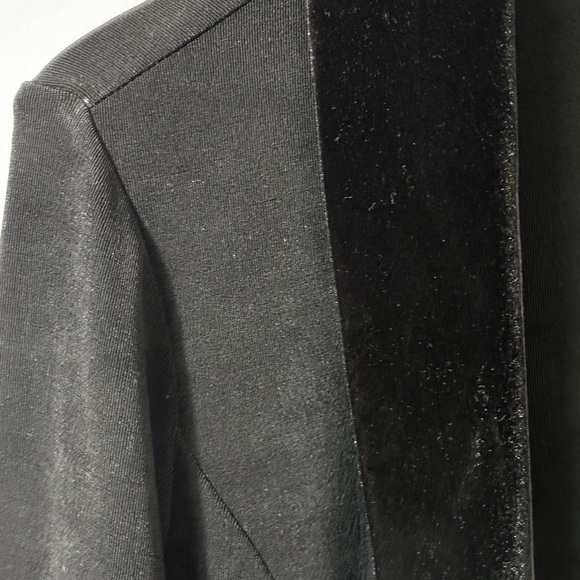 Chicos Travelers Size 2 US Large Velvet Trim Black Open Front Cardigan Jacket - Picture 8 of 9